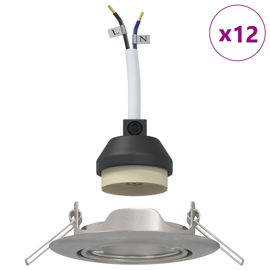 Lampen Set Van 12 Metaal 9 Cm Ingebouwde Lampen Rond Zilver