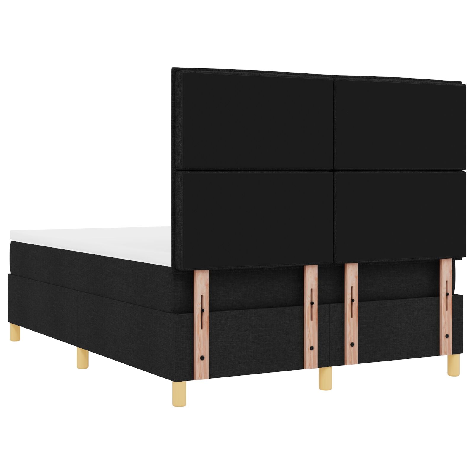 Boxspring Bed Met Matras Zwart 140X200 Cm Stof Blauw