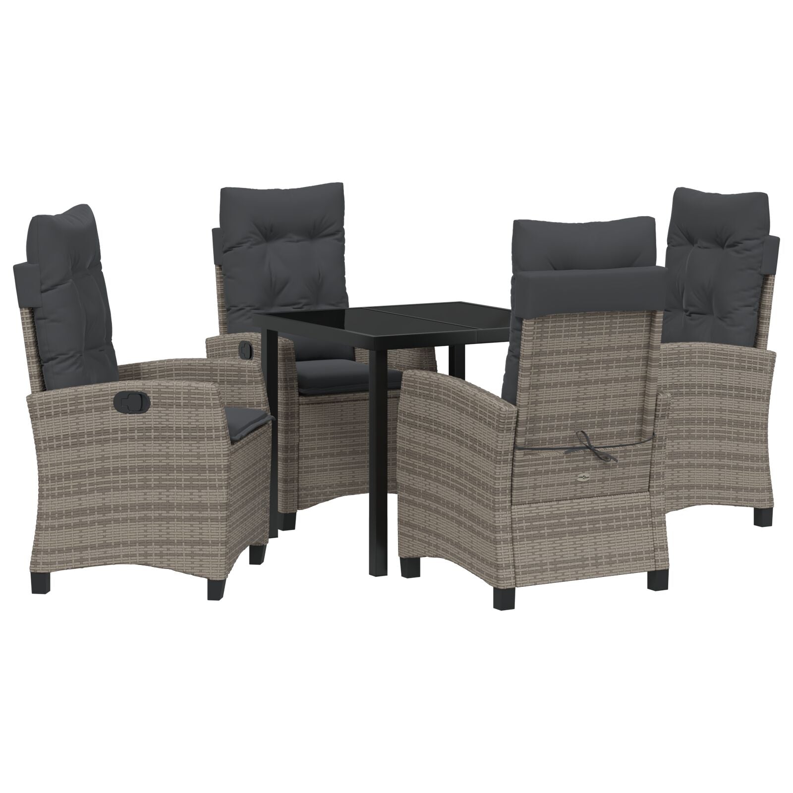 5-Delige Tuintafel Set Met Kussens Grijs Poly Rattan