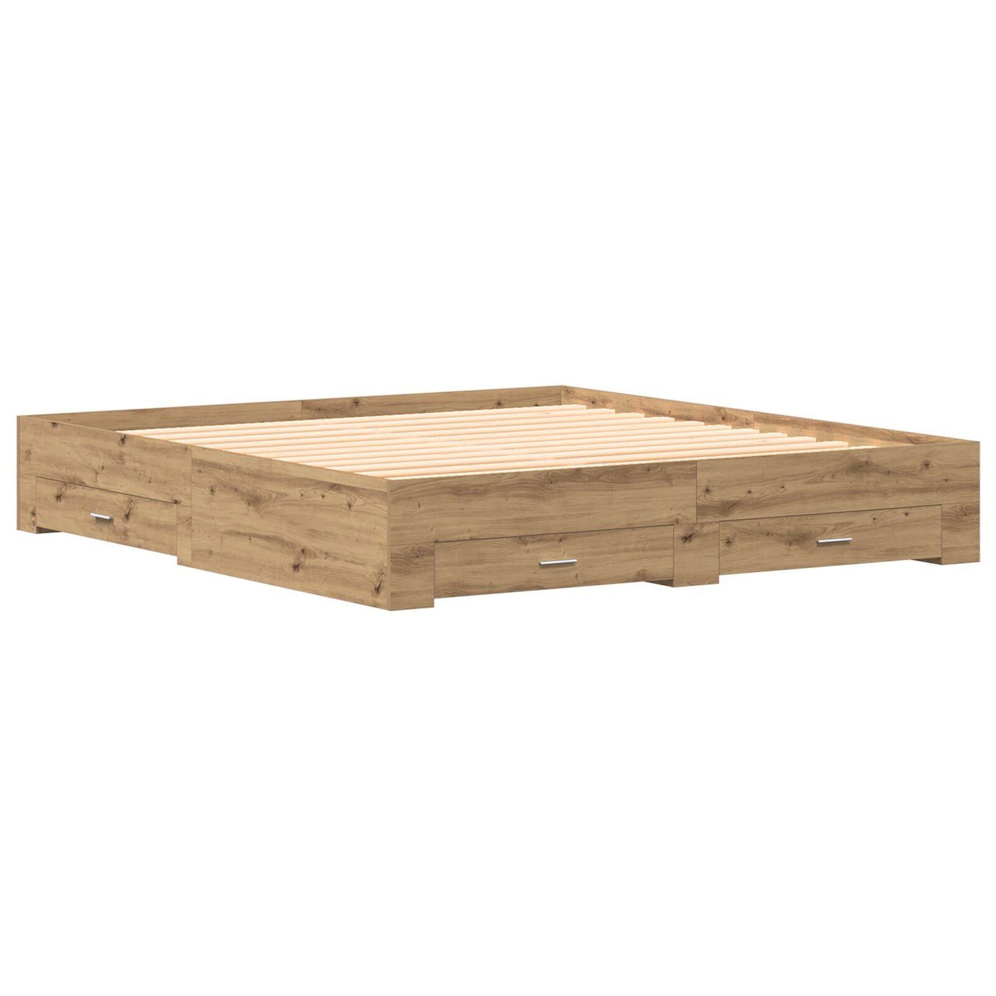 Bedframe Met Lades Artisan Eiken 180X200 Cm Geschikt Hout Ambachtelijk Eiken