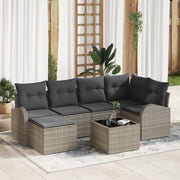 Tuinbankenset poly rattan lichtgrijs 7-delig