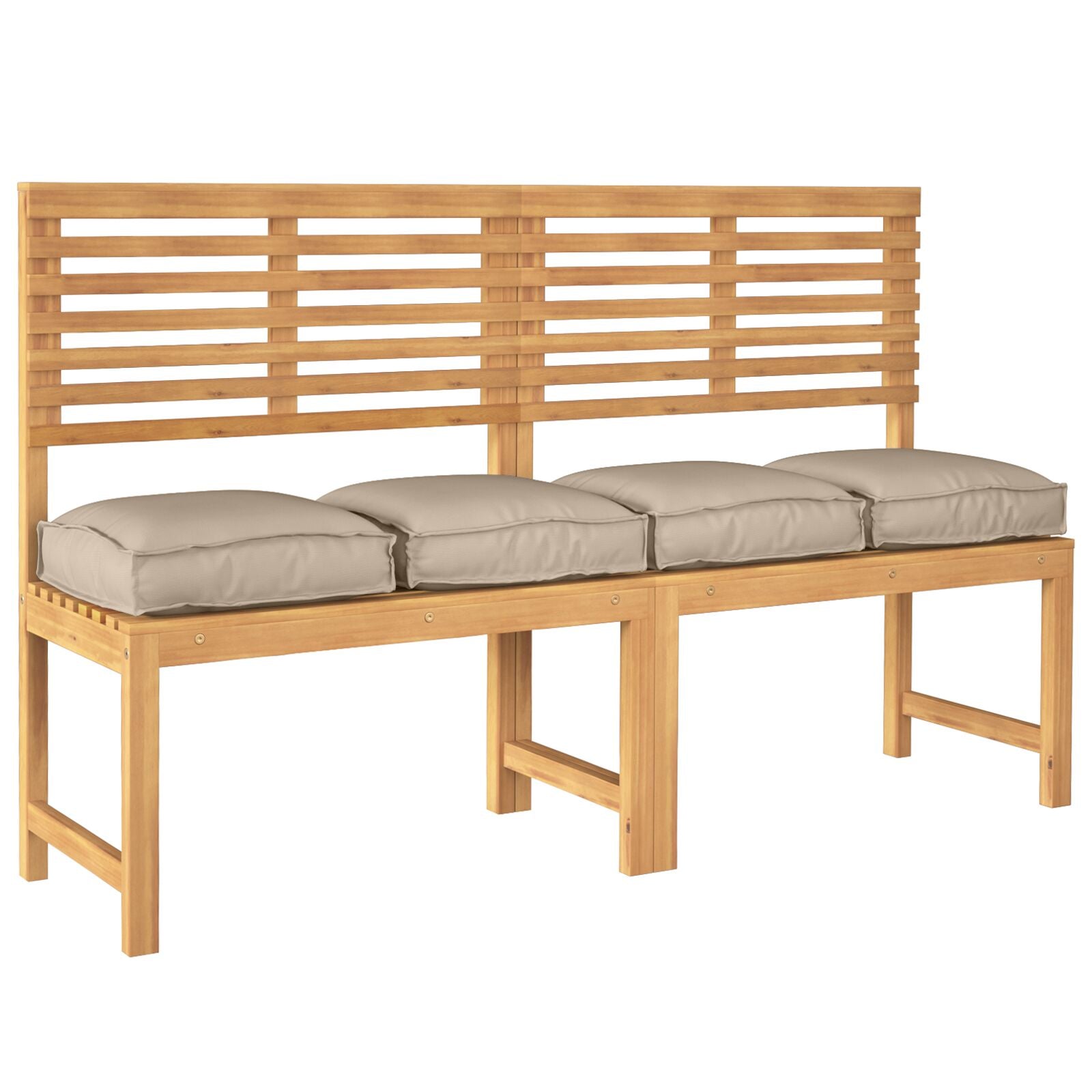 Buitenkussen Set Van 4 Polyester Stof 40 X 40 X 8 Cm Taupe