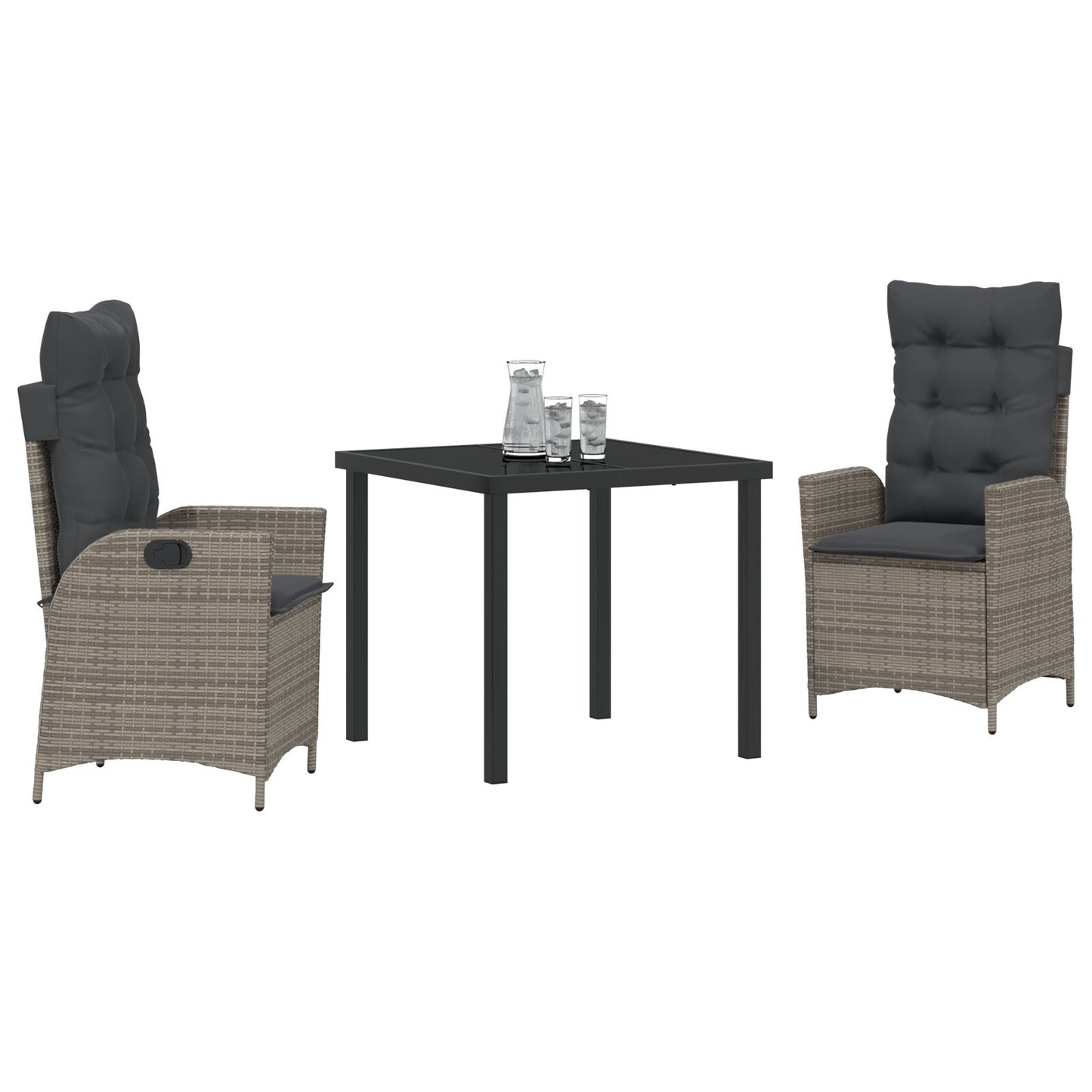 Set Van 2 Grijs Pe Rattan Standaard Afneembare Hoezen