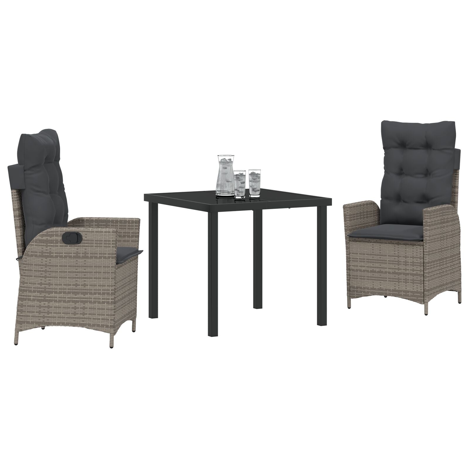 Set Van 2 Grijs Pe Rattan Standaard Afneembare Hoezen
