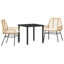 3-Delige Tuin Eetset Met Kussens Bruin Poly Rattan