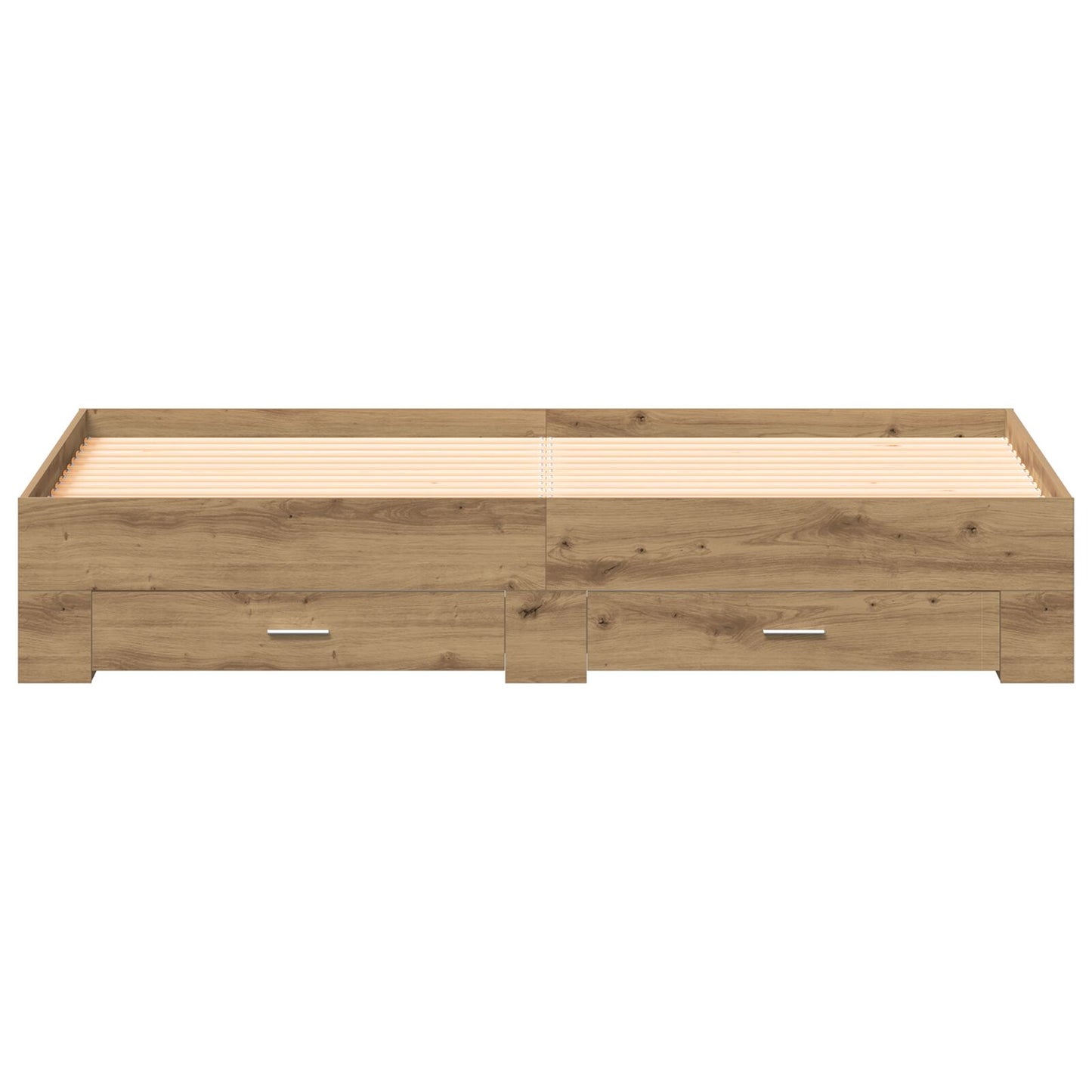 Bedframe Met Lades Artisan Eiken 180X200 Cm Geschikt Hout Ambachtelijk Eiken
