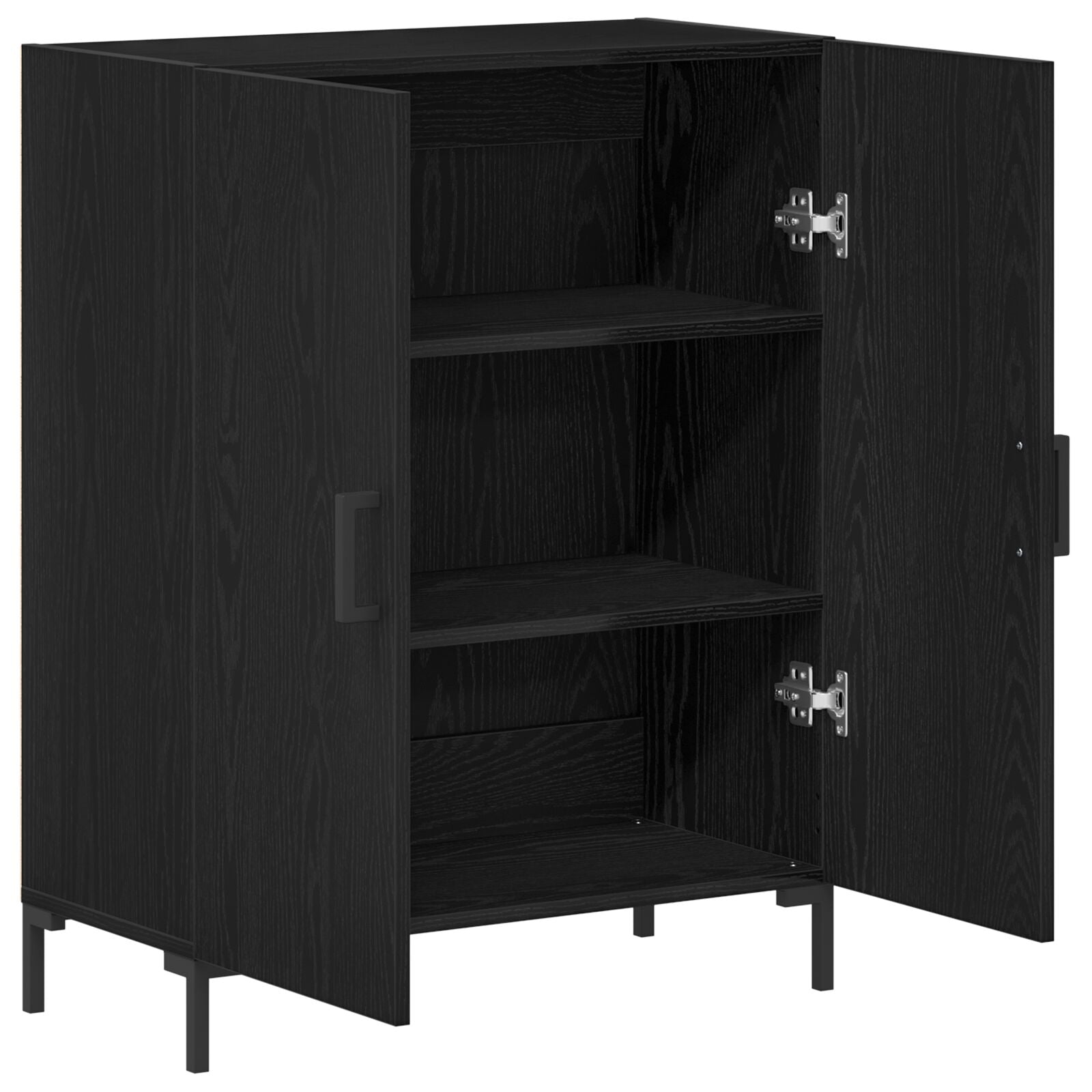 Dressoir Zwart Eiken 69,5X34X90 Cm Geprefabriceerd Hout