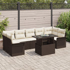 Garden Sofa Set with cushions 8 pcs Brown poly rattan