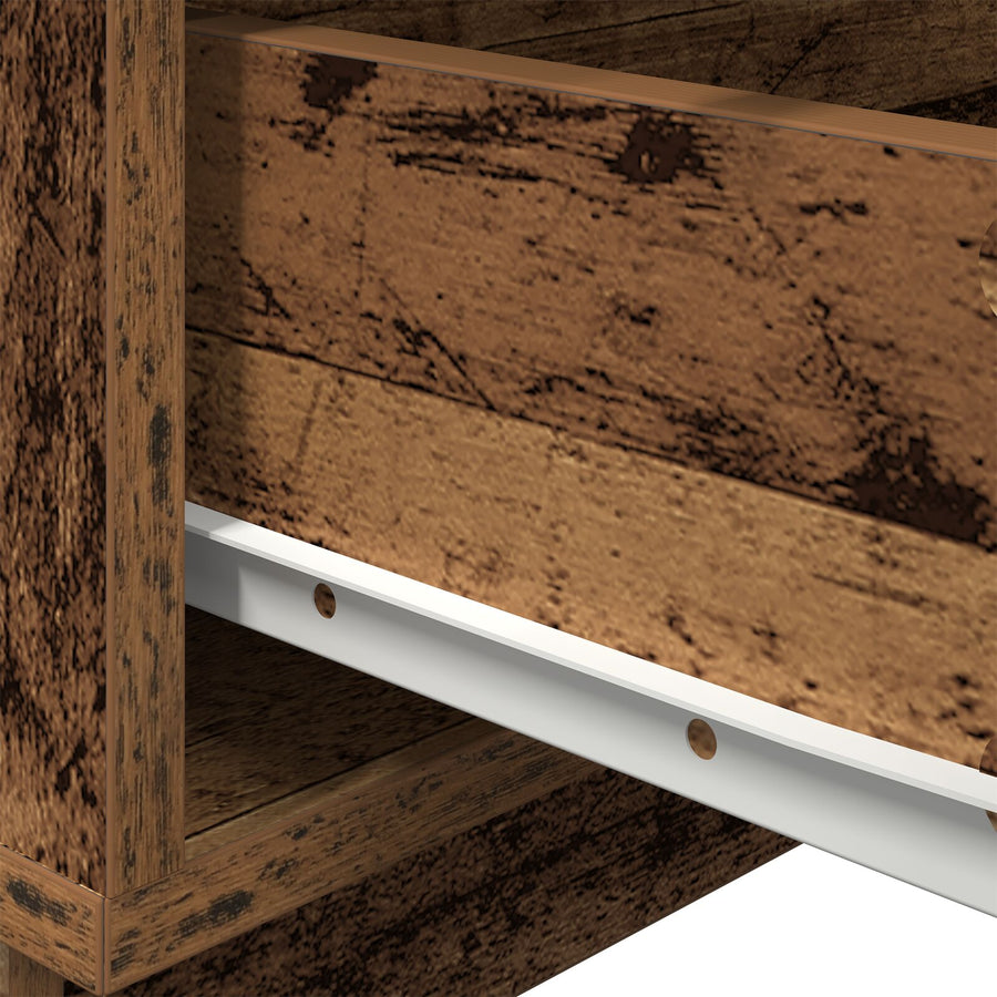 Nachtkastje Met Led-Verlichting 100X36X49 Cm Oude Hout