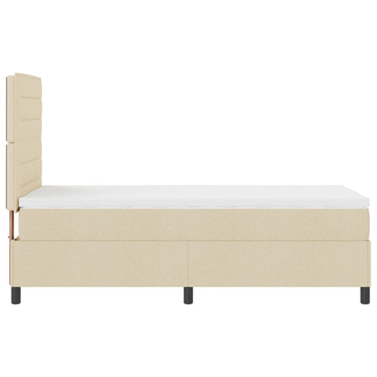 Boxspringbed Met Matras Eenpersoons Stof Crème 90 x 190 cm Lijnen ontwerp