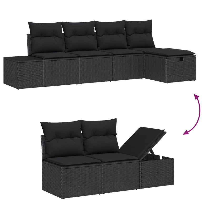 6-Delige Tuinsofa Set Met Kussens Zwart Poly Rattan Wit