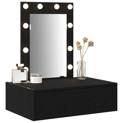Wandkaptafel Verlichting - 60 x 40 x 70 cm Zwart eiken met LED