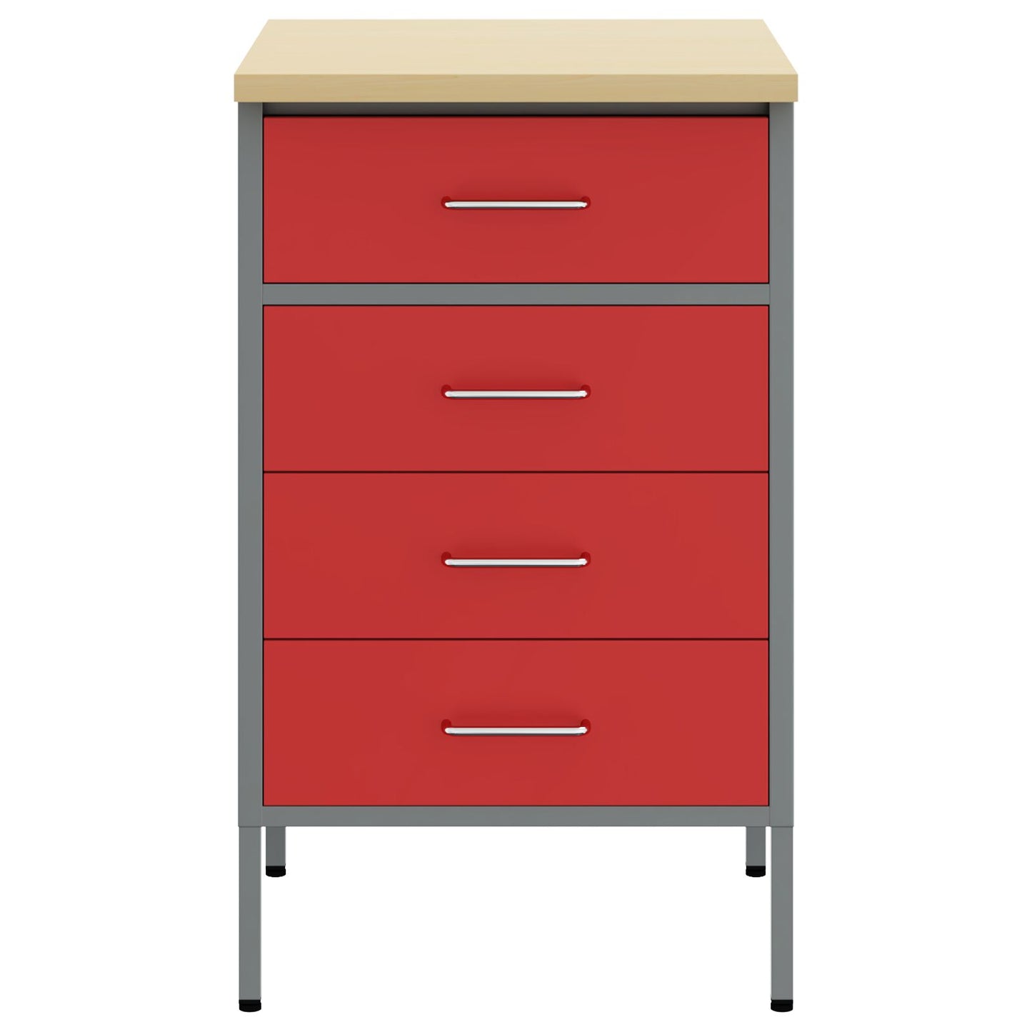 Werkkast 50X55X85 Cm Staal Rood en grijs Werkbank met 4 lades
