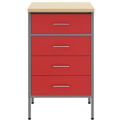 Werkkast 50X55X85 Cm Staal Rood en grijs Werkbank met 4 lades