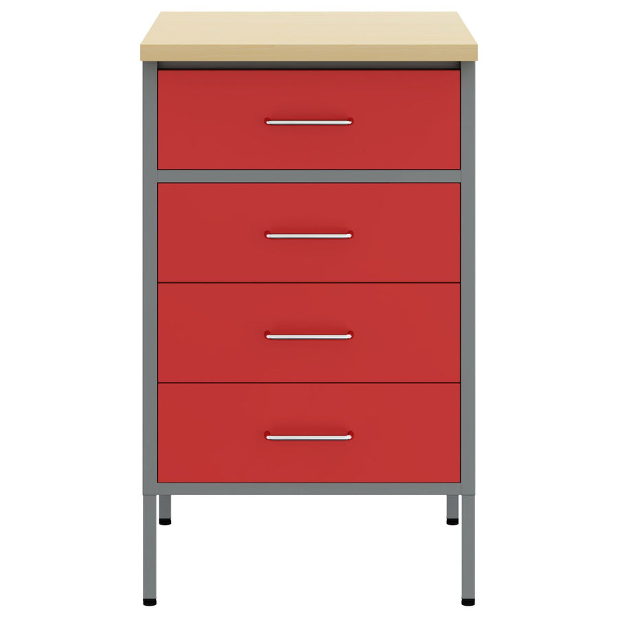 Werkkast 50X55X85 Cm Staal Rood en grijs Werkbank met 4 lades