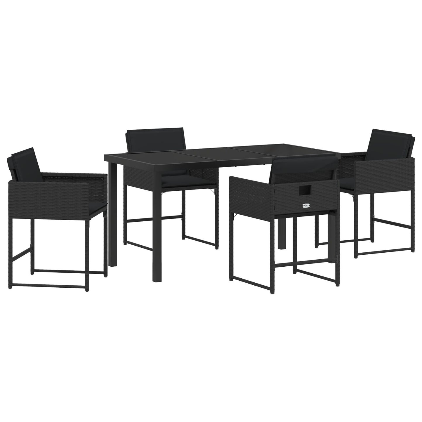 5-Delige Tuin Eetset Met Kussens Zwart Poly Rattan