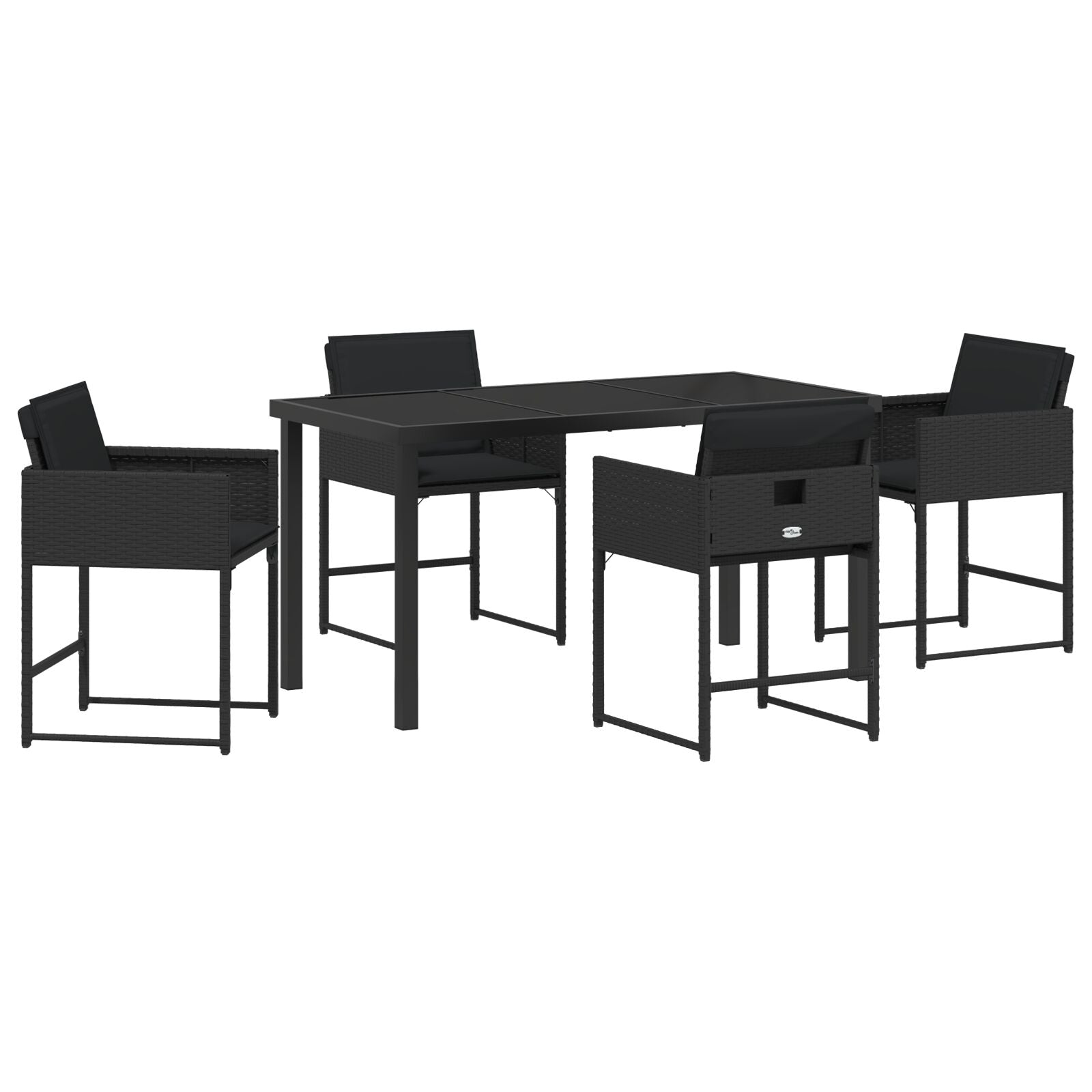 5-Delige Tuin Eetset Met Kussens Zwart Poly Rattan
