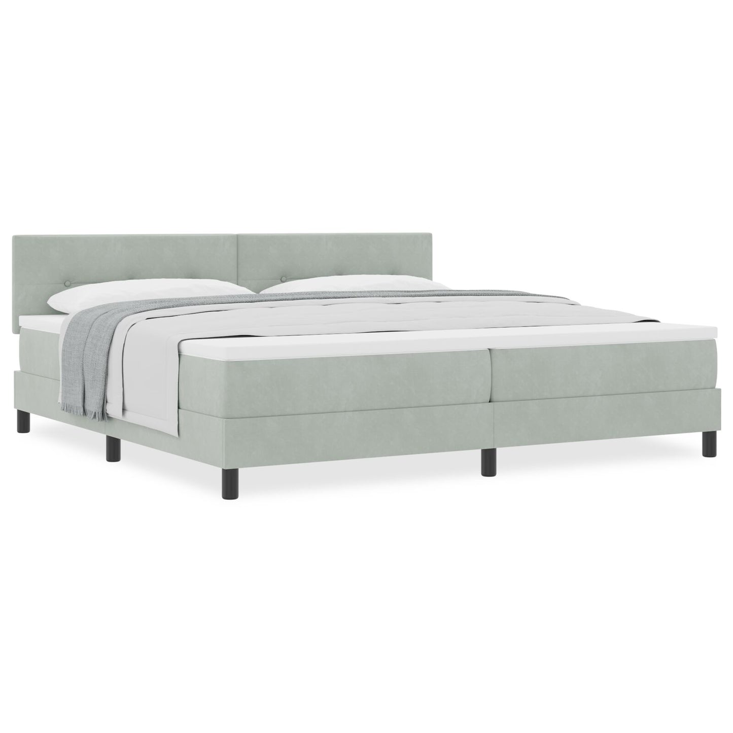 Boxspring Bed Met Matras Licht Grijs 200X200 Cm Fluweel Blauw
