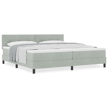 Boxspring Bed Met Matras Licht Grijs 200X200 Cm Fluweel Blauw