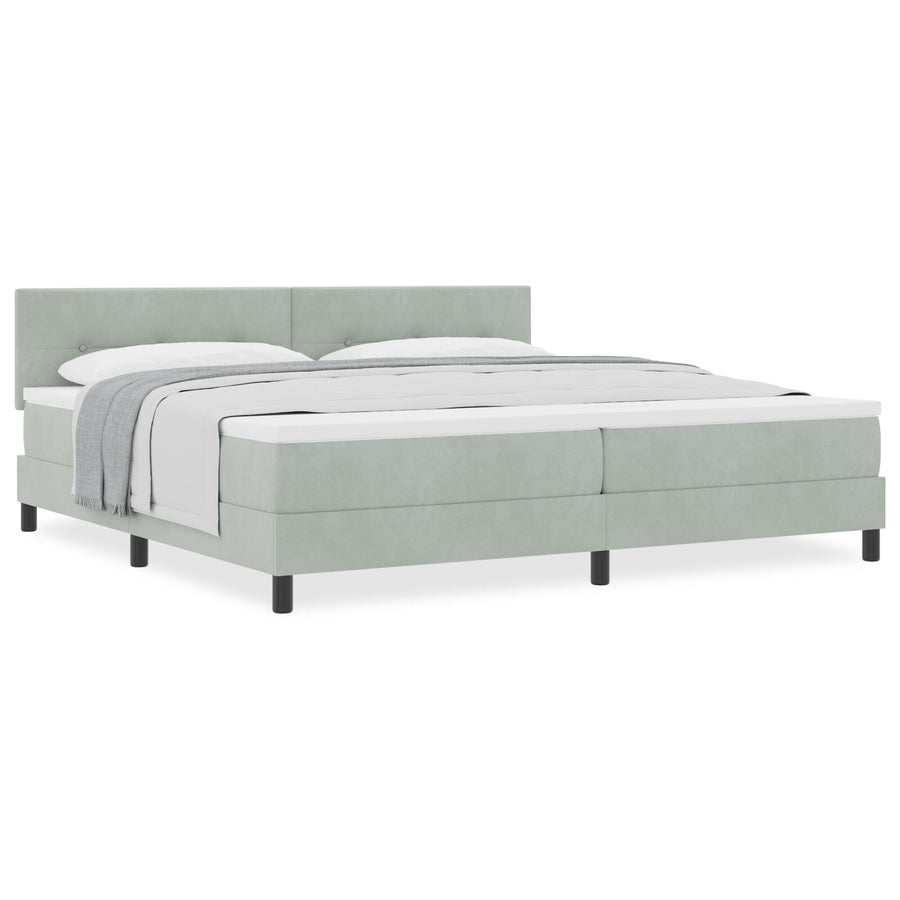 Boxspring Bed Met Matras Licht Grijs 200X200 Cm Fluweel Blauw
