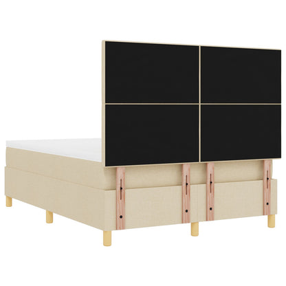 Boxspring Bed Met Matras Crème 140X190 Cm Stof Blauw
