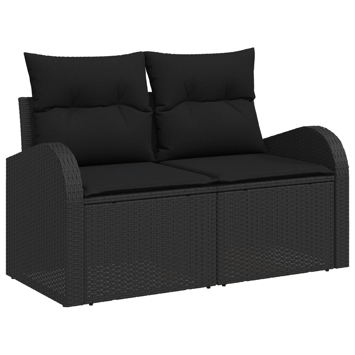 7-Delige Tuinbankstel Met Kussens Zwart Poly Rattan