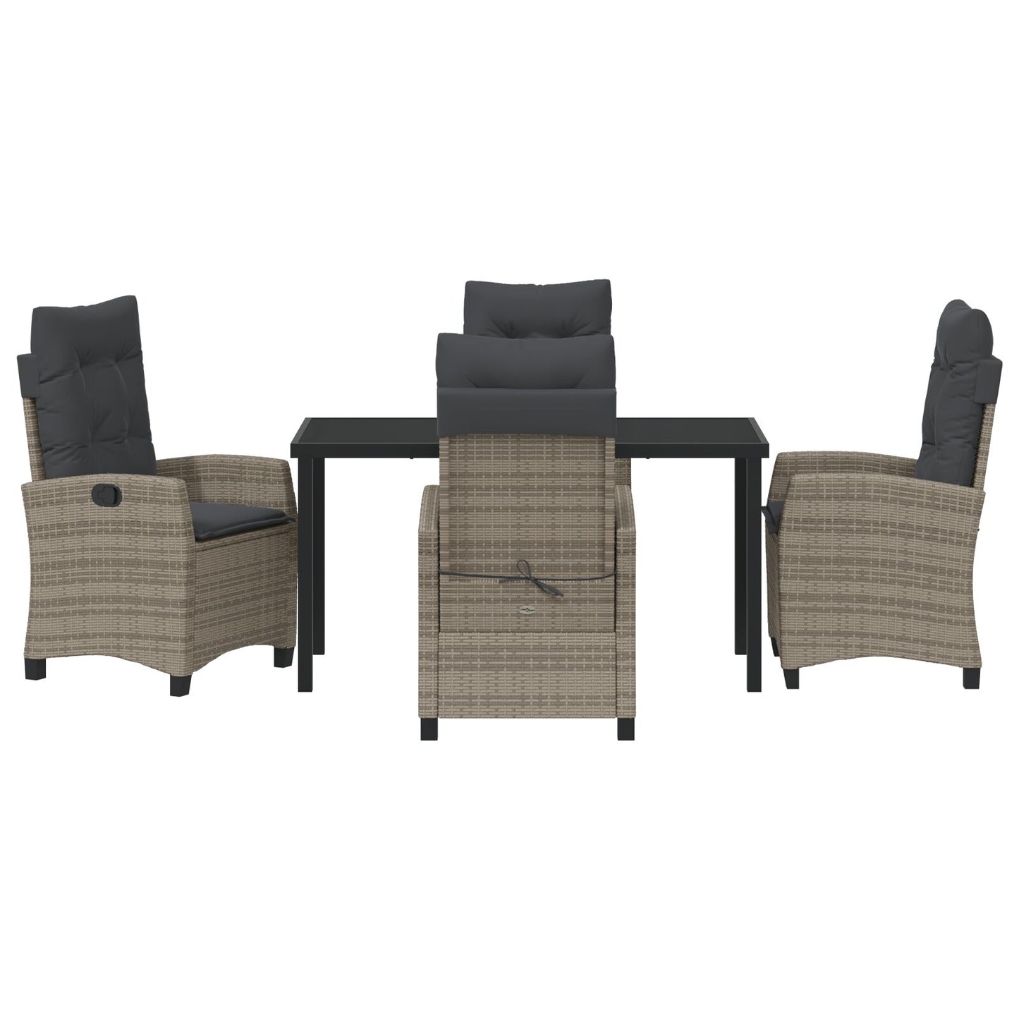 5-Delige Tuin Eetset Met Kussens Grijs Poly Rattan