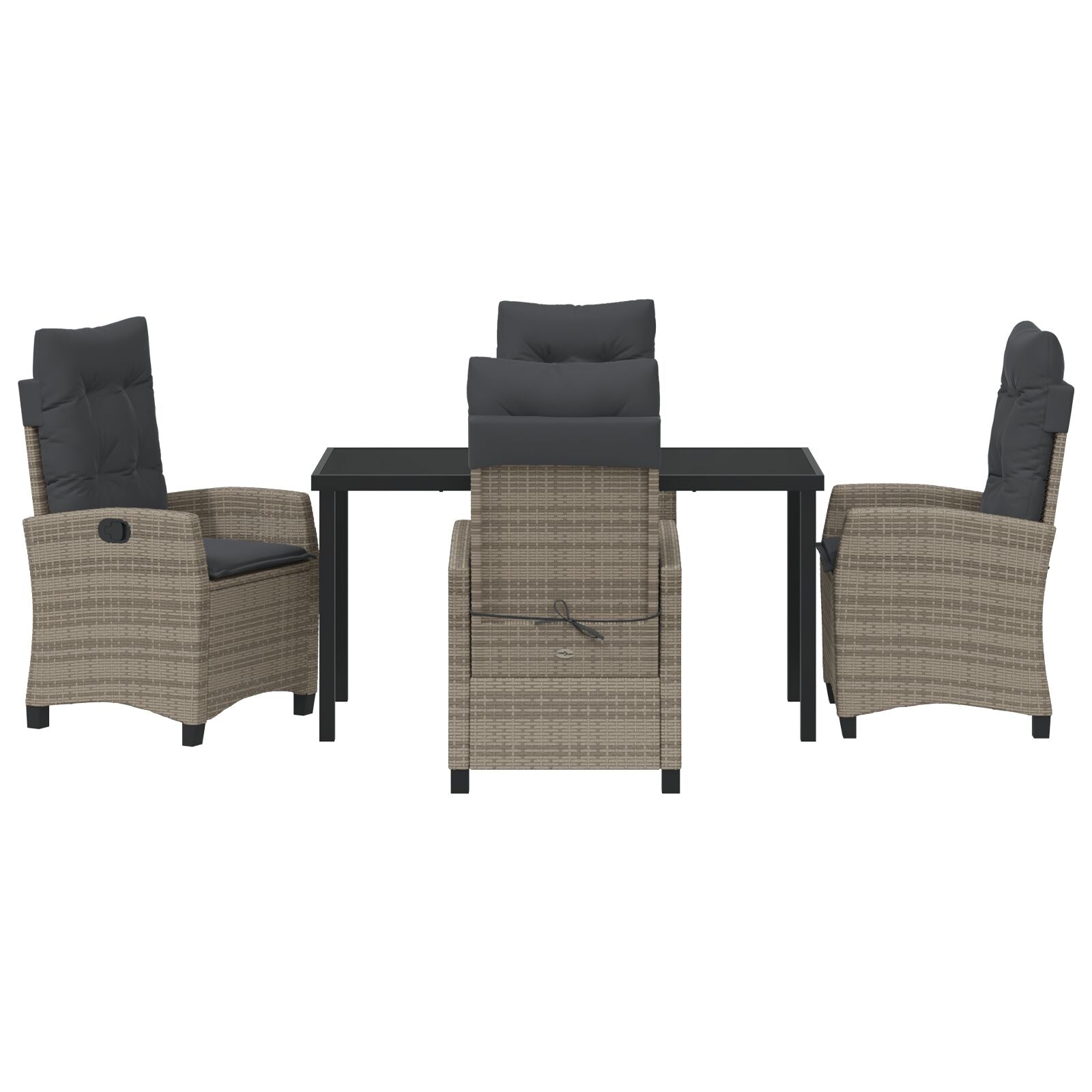 5-Delige Tuin Eetset Met Kussens Grijs Poly Rattan