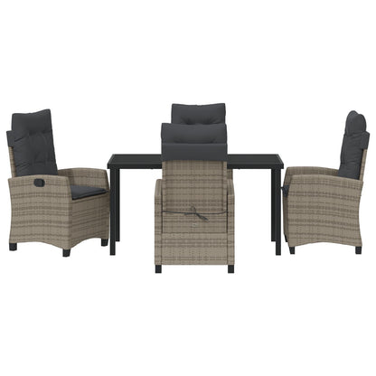 5-Delige Tuin Eetset Met Kussens Grijs Poly Rattan