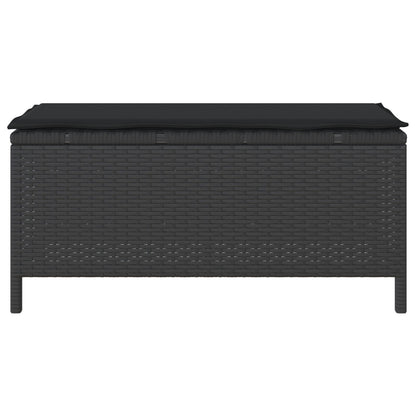 3-Delige Tuin Dinerset Met Kussens Poly Rattan Acacia 100 cm Zwart 2 krukken