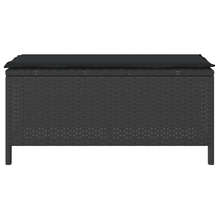 3-Delige Tuin Dinerset Met Kussens Poly Rattan Acacia 100 cm Zwart 2 krukken