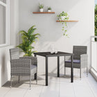 Garden dining set with cushion 3 pcs Grey poly rattan