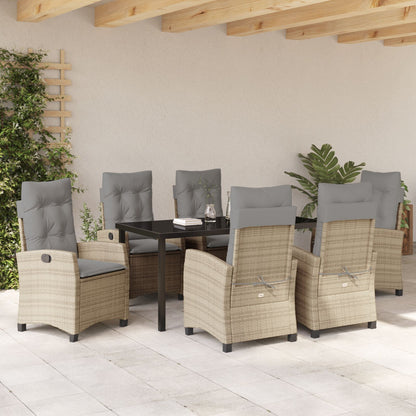 7 Delige Tuin Eetset Met Kussens Beige Poly Rattan