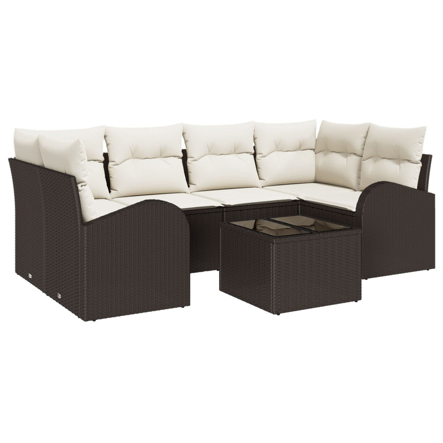7-Delige Tuinbank Set Met Kussens Bruin Poly Rattan