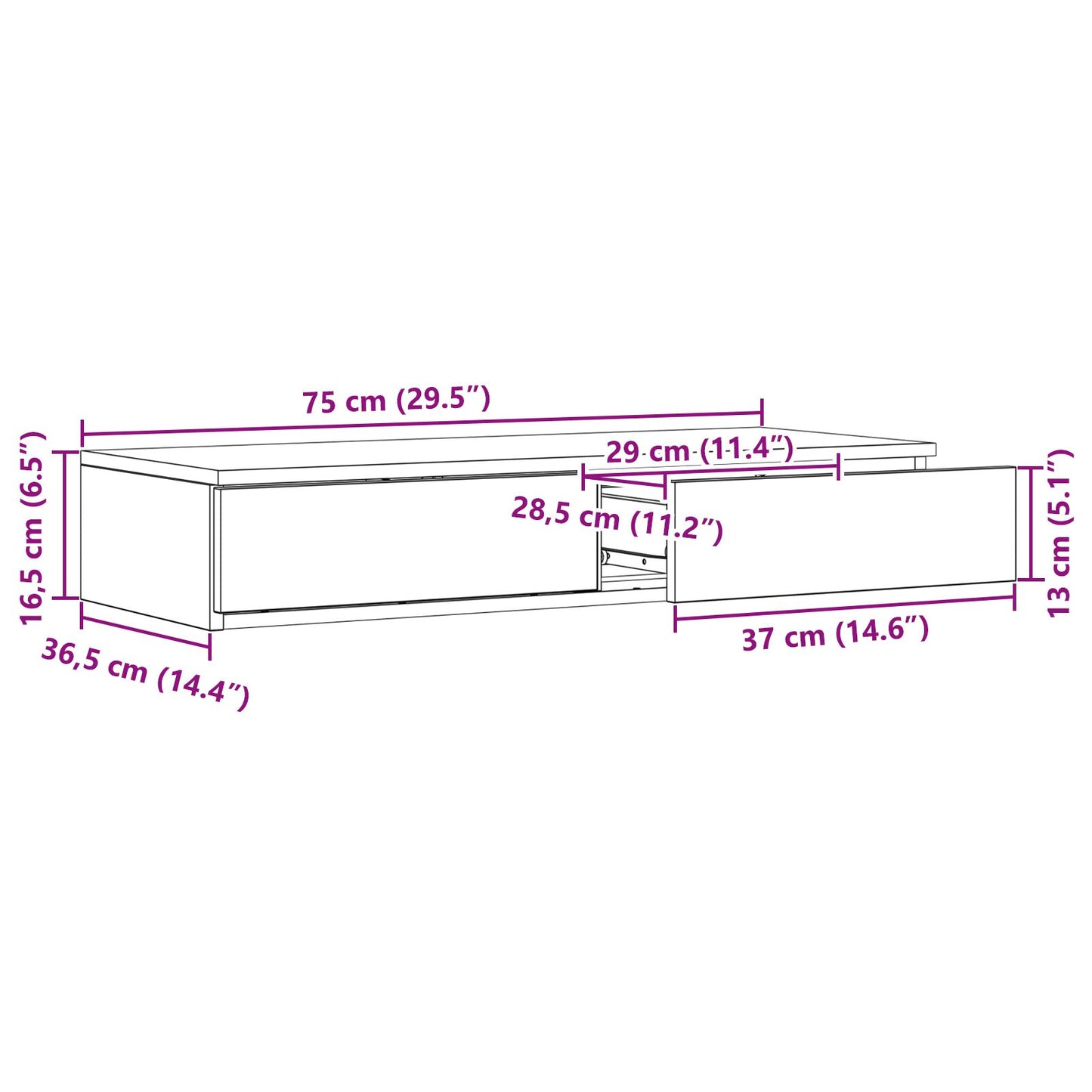 Bedlade Geengineerd Hout Gerookt eiken 75 x 36,5 x 16,5 cm
