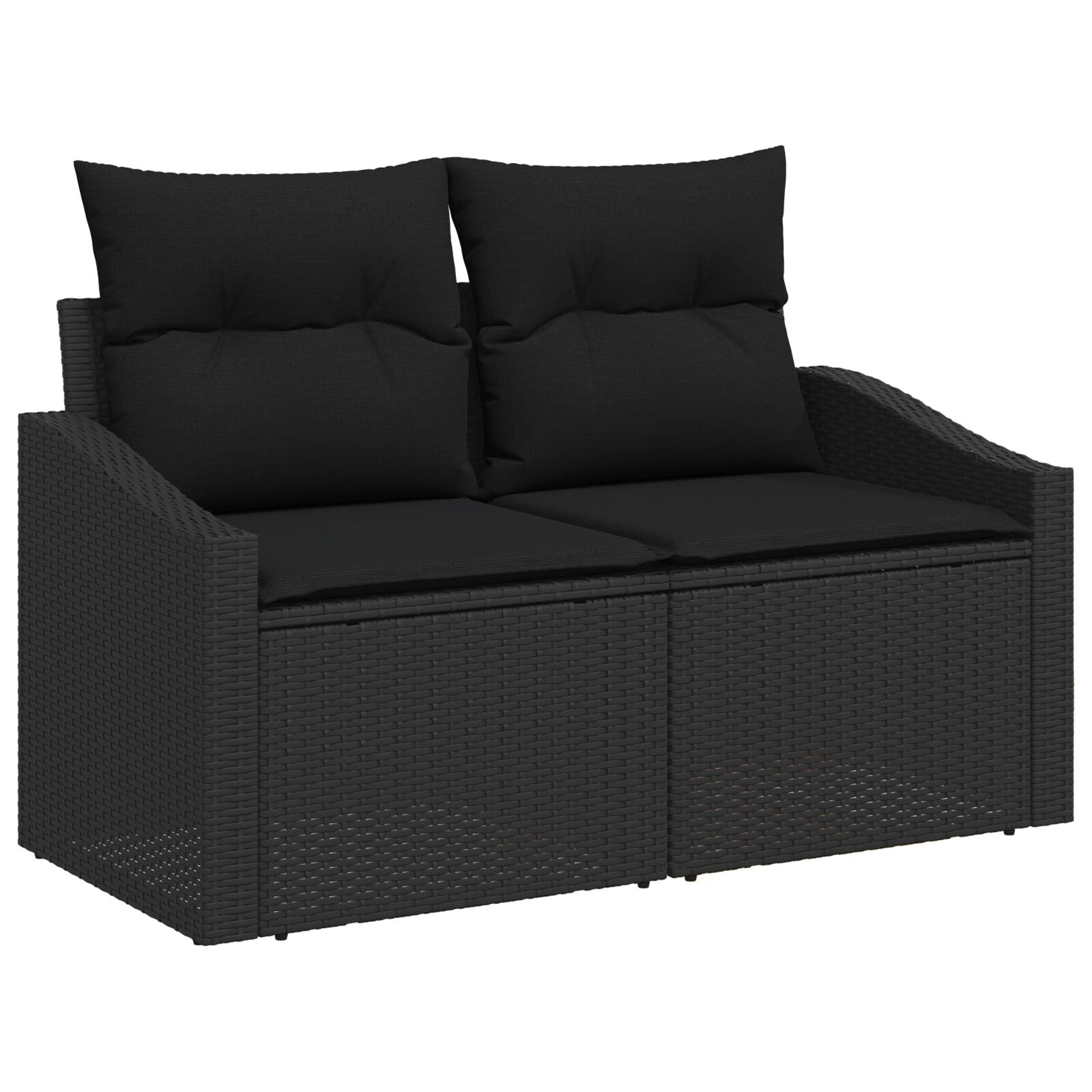 4 Delige Tuinstoelenset Met Kussens Zwart Poly Rattan