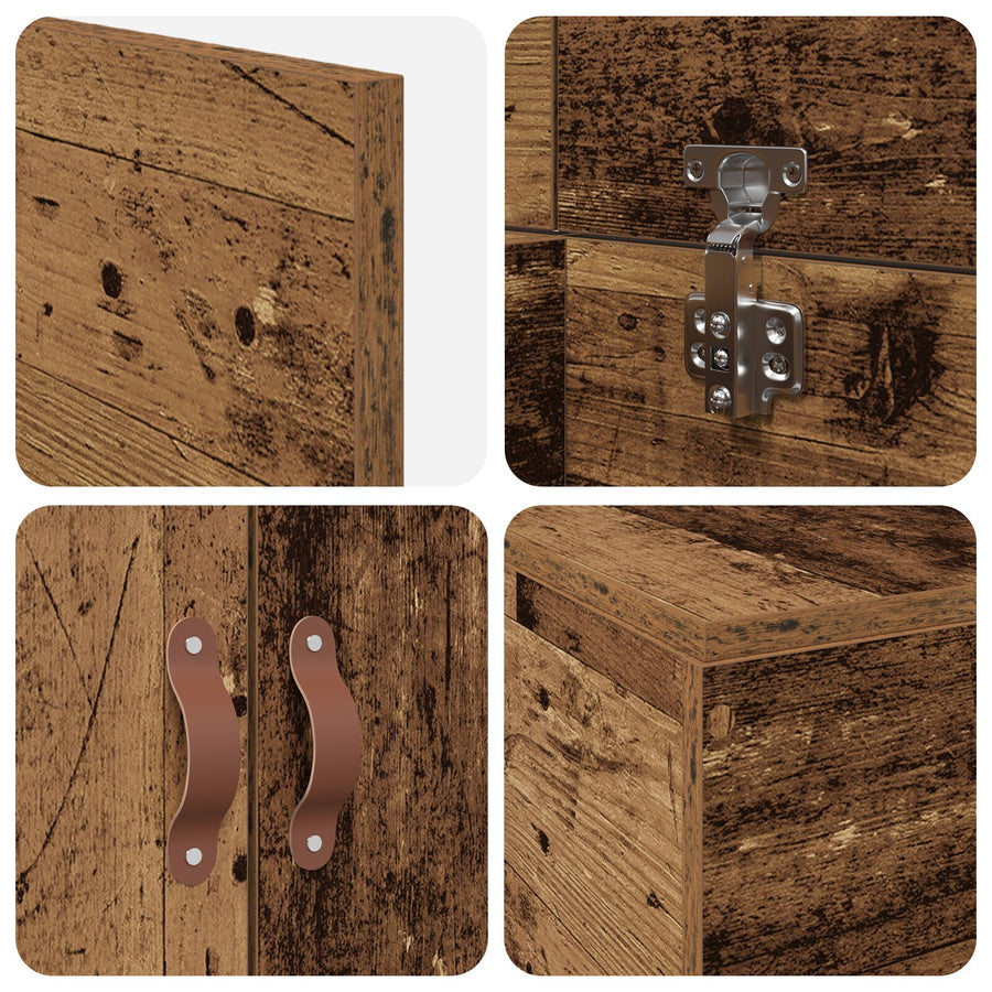 Bed Met Opbergruimte Massief Hout Eenvoudig Verweerd Hout 75 x 190 cm