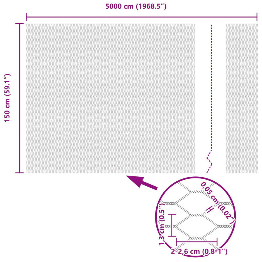 Hexagon Fence 1.5X50 M Gegalvaniseerd Staal 50 x 1.5 m 13 mm