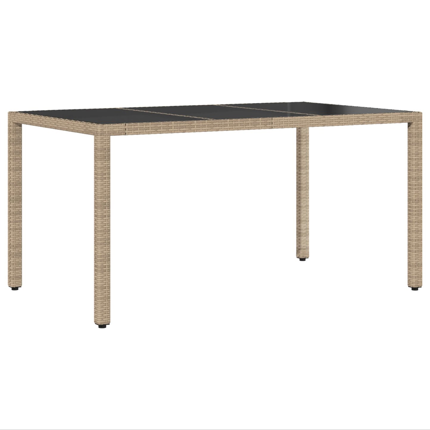 Set Van 3 Beige Pe Rattan, Gehard Glas, Gepoedercoat Staal