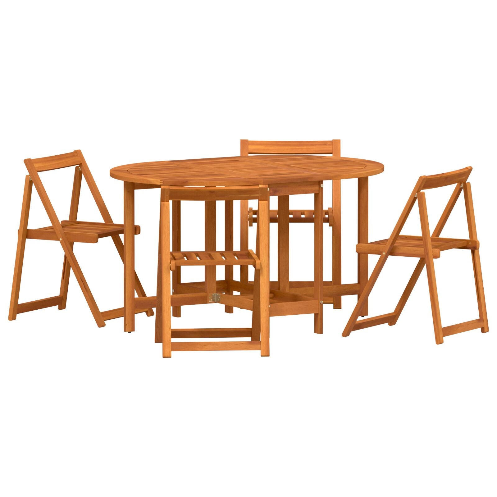 5-Delige Vlinder Tuin Eetset Vouwbaar Massief Acaciahout 110 cm Tafel + 4x stoelen