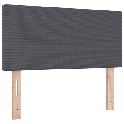 Boxspring Bed Met Matras Donkergrijs Eenpersoons Corduroy Stof