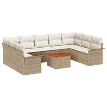 10-Delige Tuin Sofa Set Met Kussens Beige Poly Rattan Acacia