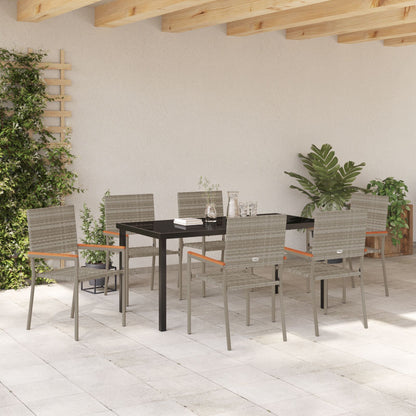 7 Persoons Tuin Eetset Grijs Poly Rattan