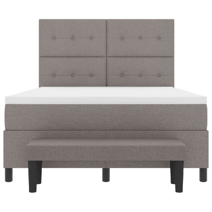 Boxspringbed Met Matras & Bank Stof Taupe 160 x 200 cm Knop getuft