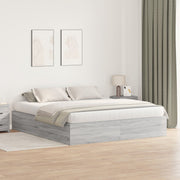 Storage Bed Frame Grey Sonoma 200 x 200 cm Engineered Wood