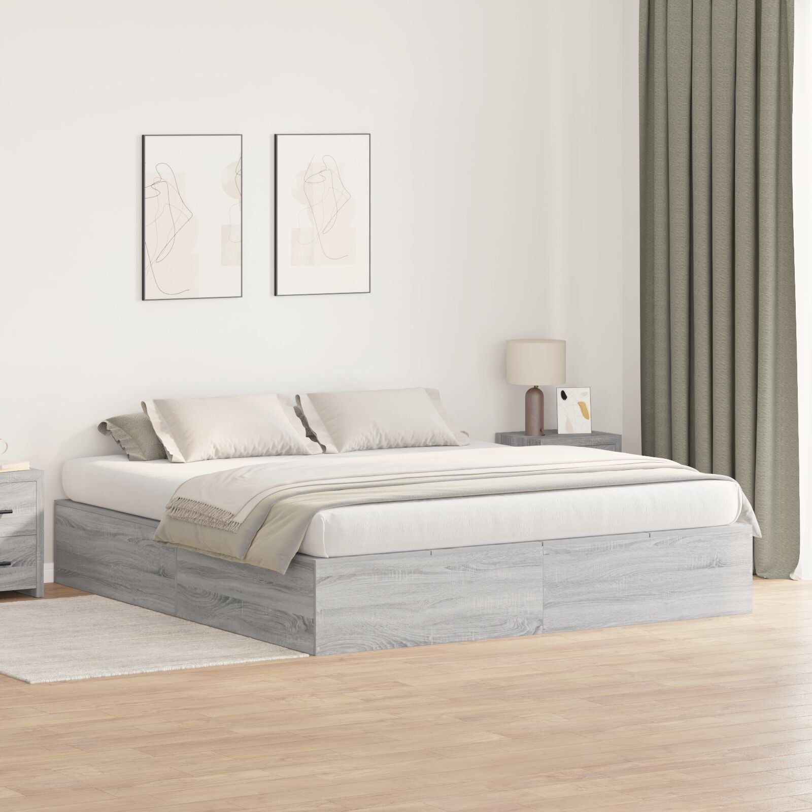 Opbergbedframe Grijs Sonoma 200 x 200 cm