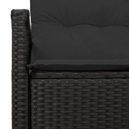 2-Zits Tuinbank En Kussens Poly Rattan Zwart met opslag