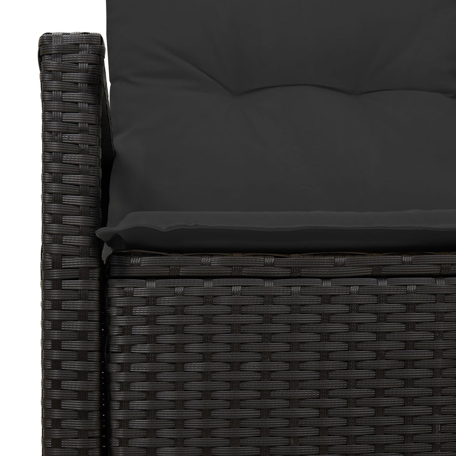 2-Zits Tuinbank En Kussens Poly Rattan Zwart met opslag