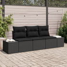 Garden Bench Set with Storage 3 pcs Black poly rattan