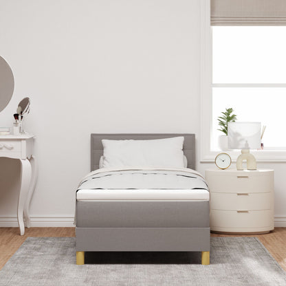 Boxspring Bed Met Matras Stof Taupe 90 x 200 cm Lijnen ontwerp